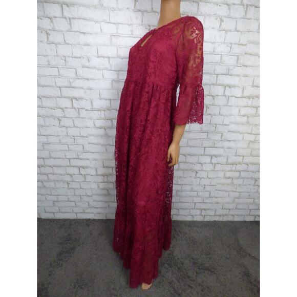 $670 RARE Johnny Was Harper Recycled Lace Maxi Dress in Smokey Rose Small NEW